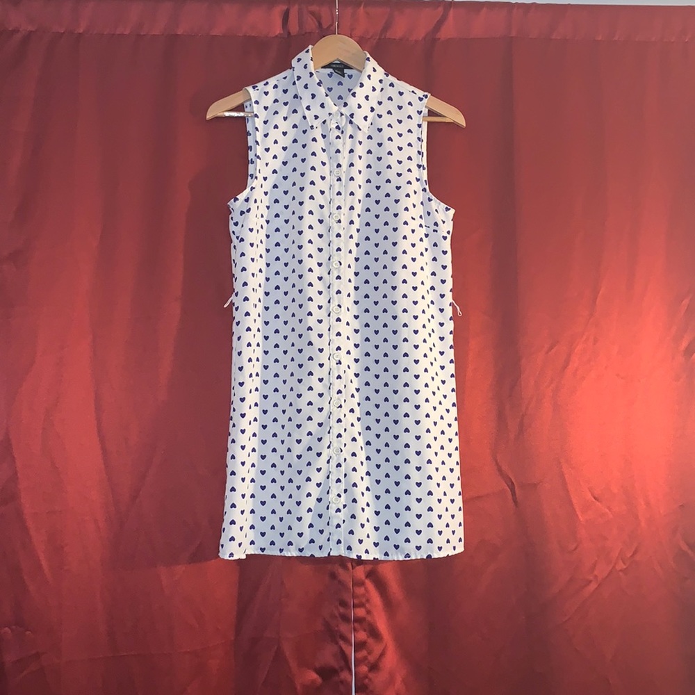 Forever 21 white and blue hearts dress